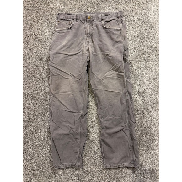 Carhartt Other - Carhartt Work Pant Men 36x32 Grey B159 Loose Fit Canvas Carpenter Distressed *